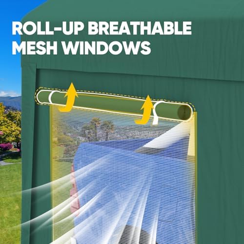 10x20 ft Heavy Duty Carport, Reinforced Galvanized Outdoor Garage Canopy Tent with Roll-up Ventilated Windows &, alternate
