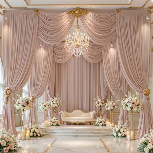 10x20 FT Nude Backdrop Curtain for Parties Wrinkle Free Photo Backdrop Curtains Polyester Wedding Back Drop, alternate view 3