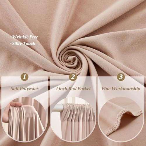 10x20 FT Nude Backdrop Curtain for Parties Wrinkle Free Photo Backdrop Curtains Polyester Wedding Back Drop, alternate view 4
