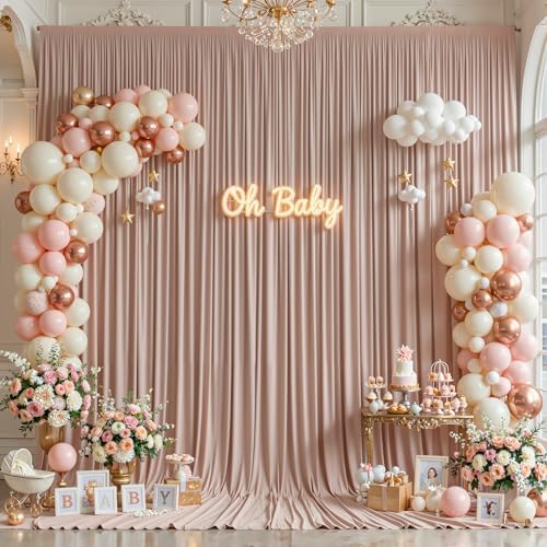 10x20 FT Nude Backdrop Curtain for Parties Wrinkle Free Photo Backdrop Curtains Polyester Wedding Back Drop, alternate view 5