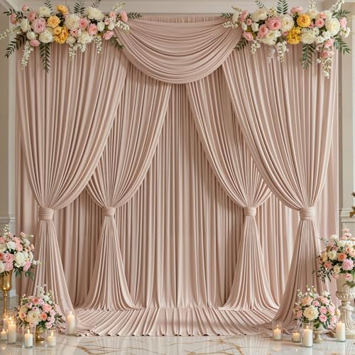 10x20 FT Nude Backdrop Curtain for Parties Wrinkle Free Photo Backdrop Curtains Polyester Wedding Back Drop, alternate view 7
