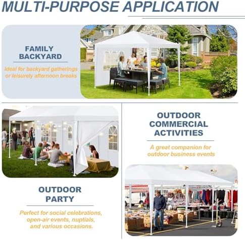 10x20 FT Outdoor Heavy Duty Party Tent with Removable Sidewalls for Wedding (10 20 FT Tent-4 Sides) in 10x20 FT, alternate
