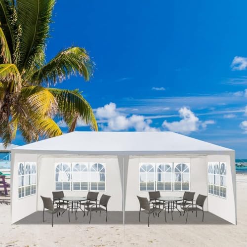 10x20 FT Outdoor Party Tent with 4 Removable Sidewalls, White in 10x20 FT in White-20ft-4