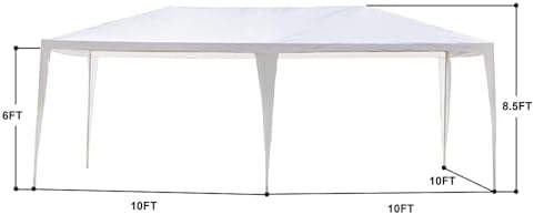 10x20 FT Outdoor Party Tent with 4 Removable Sidewalls, White in 10x20 FT in White-20ft-4, alternate view 2