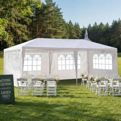10x20 FT Outdoor Party Tent with 4 Removable Sidewalls, White in 10x20 FT in White-20ft-4, alternate view 3