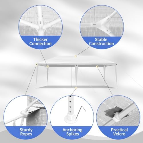 10x20 FT Outdoor Party Tent with 4 Removable Sidewalls, White in 10x20 FT in White-20ft-4, alternate view 6