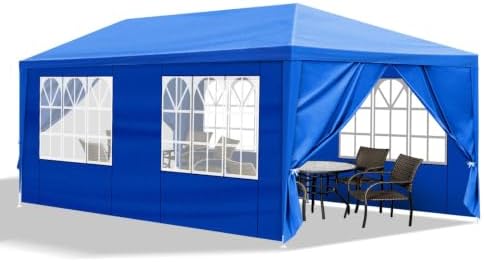 10x20 FT Outdoor Party Tent with 6 Removable Sidewalls, Blue in 10x20 FT in Blue-20ft-6