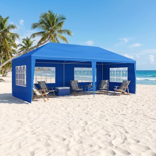 10x20 FT Outdoor Party Tent with 6 Removable Sidewalls, Blue in 10x20 FT in Blue-20ft-6, alternate view 2