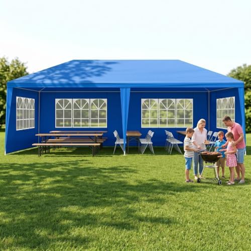 10x20 FT Outdoor Party Tent with 6 Removable Sidewalls, Blue in 10x20 FT in Blue-20ft-6, alternate view 5