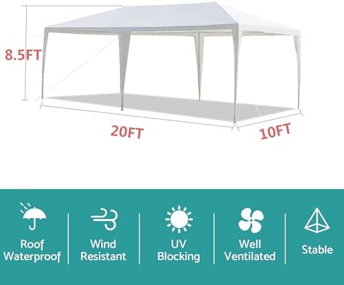10x20 FT Party Tent, Outdoor Wedding Tents for Parties, Canopy Event Tent Without Removable Sidewalls, alternate view 2