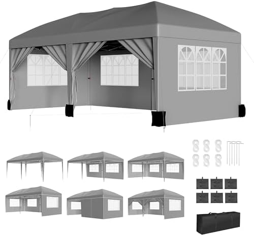 10x20 FT Pop Up Canopy Party Tent Heavy Duty Outdoor, Gray in 10x20 FT in Gray