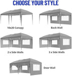 10x20 FT Pop Up Canopy Party Tent Heavy Duty Outdoor, Gray in 10x20 FT in Gray, alternate view 5