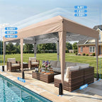10x20 FT Pop Up Canopy Tent with 6 Sidewalls, Beige in 10x20 FT in Beige, alternate view 3