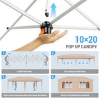 10x20 FT Pop Up Canopy Tent with 6 Sidewalls, Beige in 10x20 FT in Beige, alternate view 4