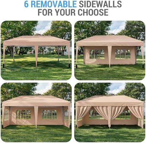 10x20 FT Pop Up Canopy Tent with 6 Sidewalls, Beige in 10x20 FT in Beige, alternate view 5