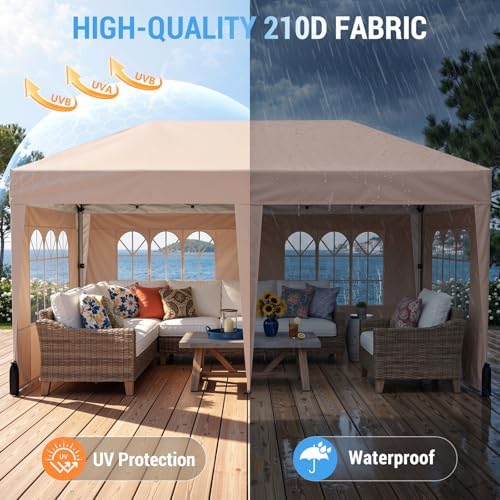 10x20 FT Pop Up Canopy Tent with 6 Sidewalls, Beige in 10x20 FT in Beige, alternate view 6