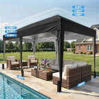 10x20 FT Pop Up Canopy Tent with 6 Sidewalls, Black in 10x20 FT in Black, alternate view 3