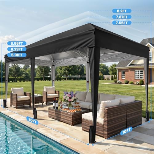 10x20 FT Pop Up Canopy Tent with 6 Sidewalls, Black in 10x20 FT in Black, alternate view 3