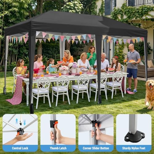 10x20 FT Pop Up Canopy Tent with 6 Sidewalls, Black in 10x20 FT in Black, alternate view 7