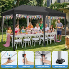 10x20 FT Pop Up Canopy Tent with 6 Sidewalls, Black in 10x20 FT in Black, alternate view 7