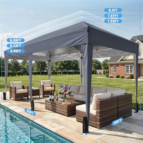 10x20 FT Pop Up Canopy Tent with 6 Sidewalls, Dark Gray in 10x20 FT in Dark Gray, alternate view 3