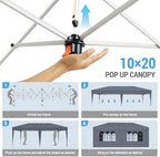 10x20 FT Pop Up Canopy Tent with 6 Sidewalls, Dark Gray in 10x20 FT in Dark Gray, alternate view 4