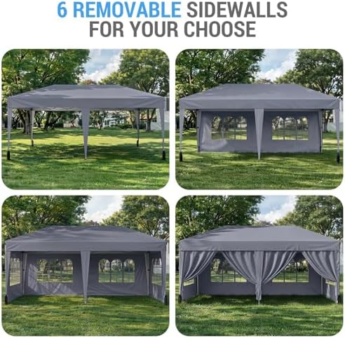 10x20 FT Pop Up Canopy Tent with 6 Sidewalls, Dark Gray in 10x20 FT in Dark Gray, alternate view 5