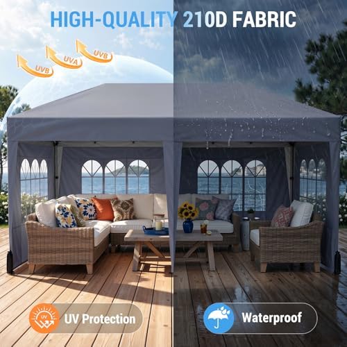 10x20 FT Pop Up Canopy Tent with 6 Sidewalls, Dark Gray in 10x20 FT in Dark Gray, alternate view 6