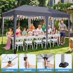10x20 FT Pop Up Canopy Tent with 6 Sidewalls, Dark Gray in 10x20 FT in Dark Gray, alternate view 7