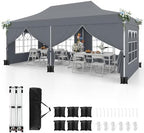 10x20 Ft Pop Up Canopy with Sidewalls, Gray in 10x20 Ft in Gray