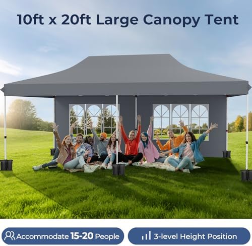 10x20 Ft Pop Up Canopy with Sidewalls, Gray in 10x20 Ft in Gray, alternate view 2