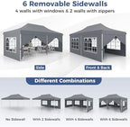 10x20 Ft Pop Up Canopy with Sidewalls, Gray in 10x20 Ft in Gray, alternate view 4