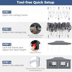 10x20 Ft Pop Up Canopy with Sidewalls, Gray in 10x20 Ft in Gray, alternate view 5
