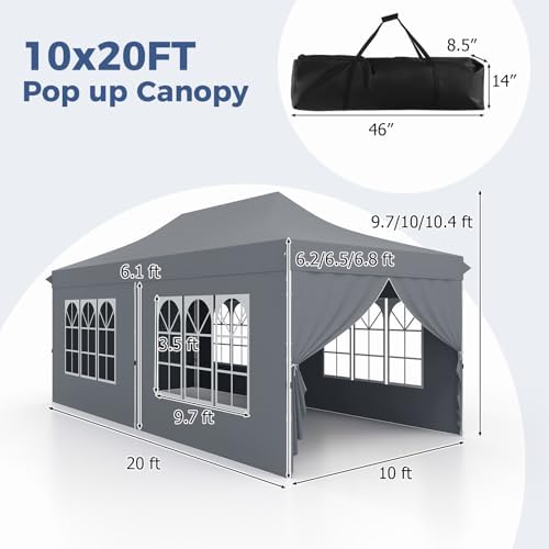 10x20 Ft Pop Up Canopy with Sidewalls, Gray in 10x20 Ft in Gray, alternate view 6