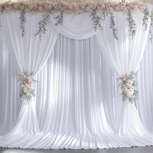 10x20 FT White Backdrop Curtain for Parties Wrinkle Free Photo Backdrop Curtains Polyester Wedding Back Drop, alternate view