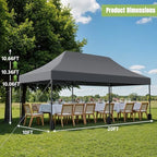 10x20 Heavy Duty Commercial Pop Up Canopy with Sidewalls, Grey in Grey, alternate view 3