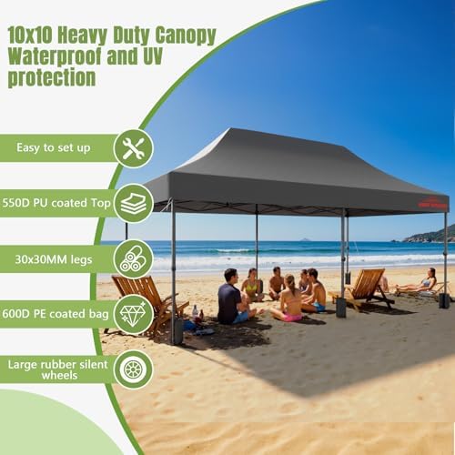 10x20 Heavy Duty Commercial Pop Up Canopy with Sidewalls, Grey in Grey, alternate view 4