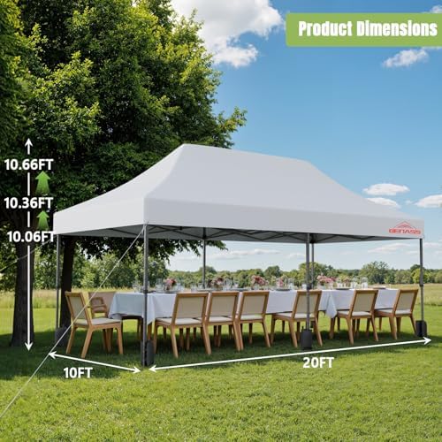 10x20 Heavy Duty Commercial Pop Up Canopy with Sidewalls, White in White, alternate view 3