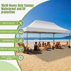 10x20 Heavy Duty Commercial Pop Up Canopy with Sidewalls, White in White, alternate view 4
