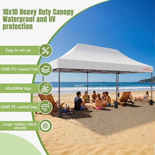 10x20 Heavy Duty Commercial Pop Up Canopy with Sidewalls, White in White, alternate view 4