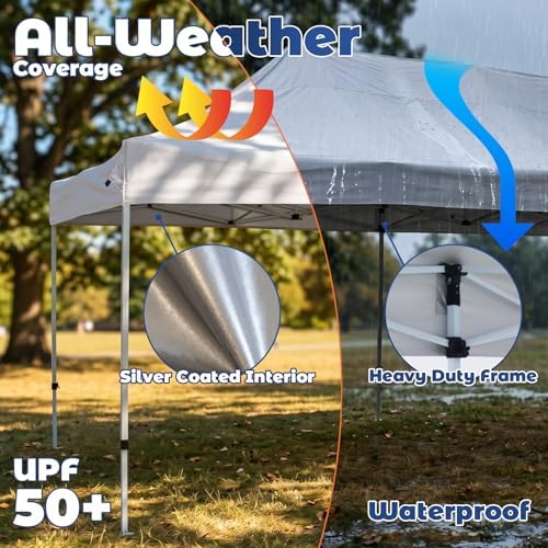 10x20 Heavy Duty Pop up Canopy Tent Outdoor with Roller Bag White, alternate view 4