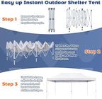10x20 Heavy Duty Pop up Canopy Tent Outdoor with Roller Bag White, alternate view 5