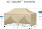 10x20 Heavy Duty Pop Up Canopy Tent with 4 Sidewalls, Beige in Beige, alternate view 3