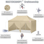 10x20 Heavy Duty Pop Up Canopy Tent with 4 Sidewalls, Beige in Beige, alternate view 4