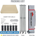10x20 Heavy Duty Pop Up Canopy Tent with 4 Sidewalls, Beige in Beige, alternate view 5