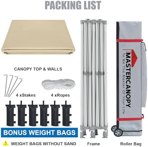 10x20 Heavy Duty Pop Up Canopy Tent with 4 Sidewalls, Beige in Beige, alternate view 5