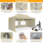 10x20 Heavy Duty Pop Up Canopy Tent with 4 Sidewalls, Commercial Outdoor Canopy Tents for Parties Event Wedding, alternate