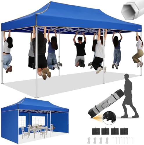 10x20 Heavy Duty Pop Up Canopy Tent with 4 Sidewalls, Commercial Outdoor Canopy Tents for Parties Event Wedding