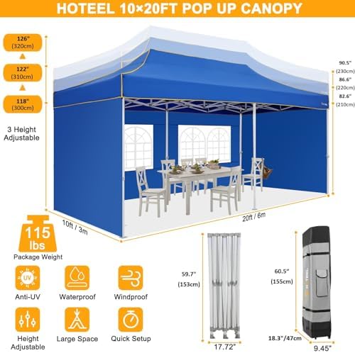 10x20 Heavy Duty Pop Up Canopy Tent with 4 Sidewalls, Commercial Outdoor Canopy Tents for Parties Event Wedding, alternate