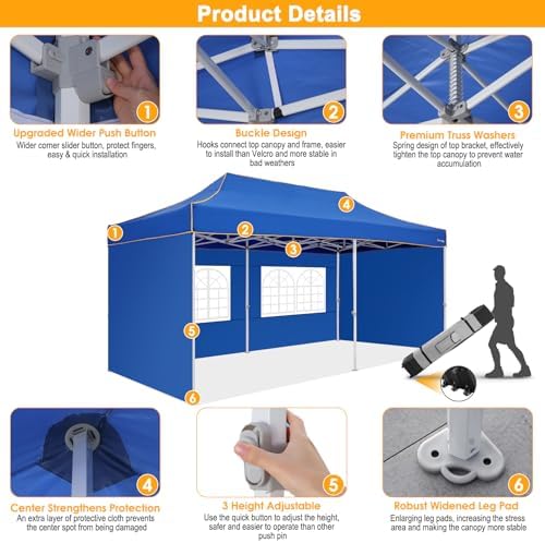 10x20 Heavy Duty Pop Up Canopy Tent with 4 Sidewalls, Commercial Outdoor Canopy Tents for Parties Event Wedding, alternate